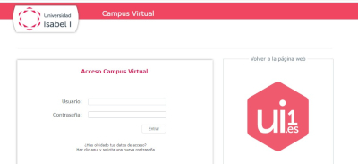 Imagen del  campus virtual de la Universidad Isabel I