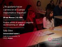 La Universidad Isabel I invita a los universitarios a una charla sobre las salidas laborales del Cuerpo Diplomático Español